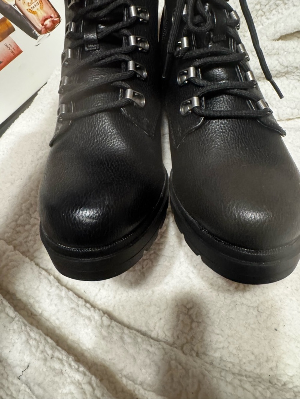 No Boundaries Black Lace-Up Combat Boots with Lug Sole‎ - Picture 8 of 9